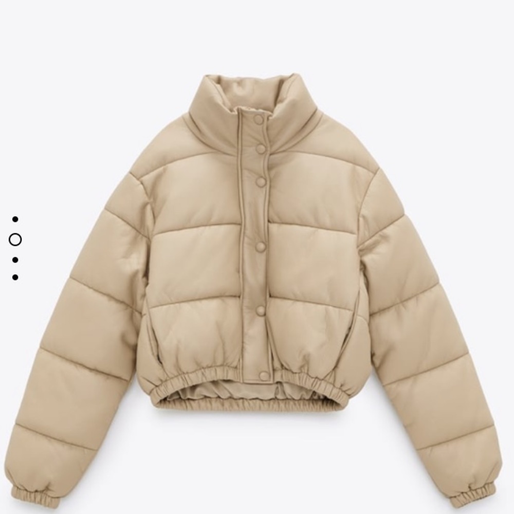 ZARA Nude Faux Leather Puffer Jacket
